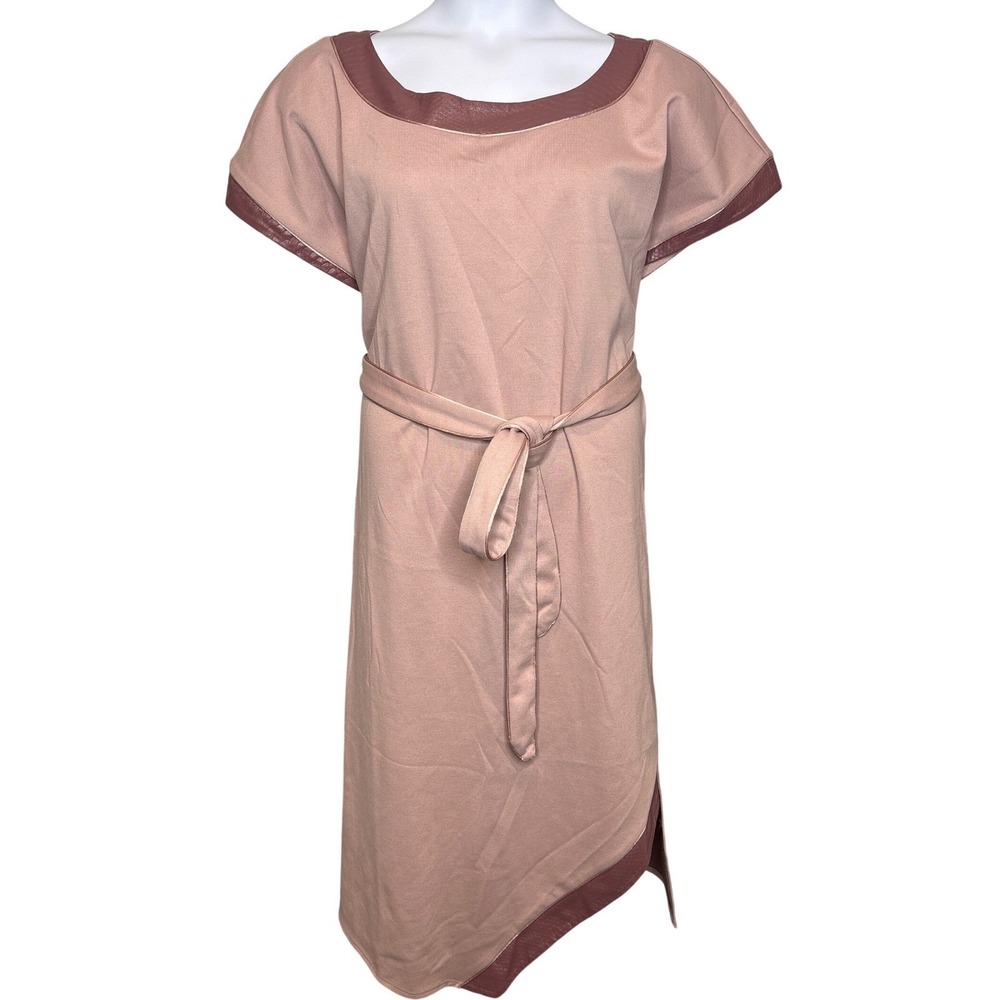 Prabal Gurung by Lane Bryant Womens Pink Faux Leather Trim Belted Dress Sz 18/20
